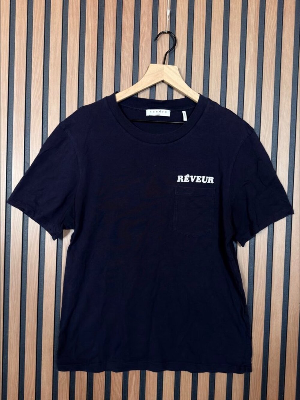 Sandro T Shirt 2 / M Mens Black Short Sleeve ‘Revere’ Graphic Tee